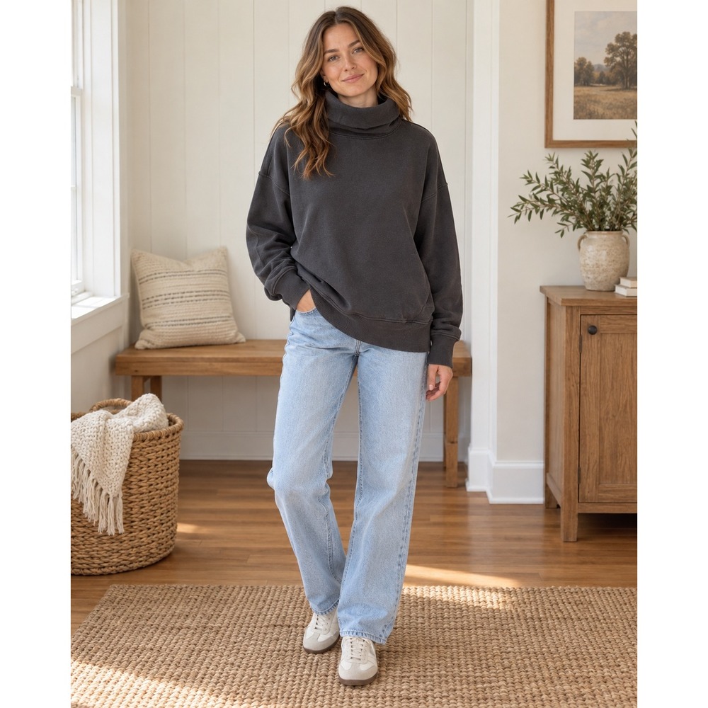 Aerie Charcoal Oversized Cowl Neck Sweatshirt – XS / Oversized Fit